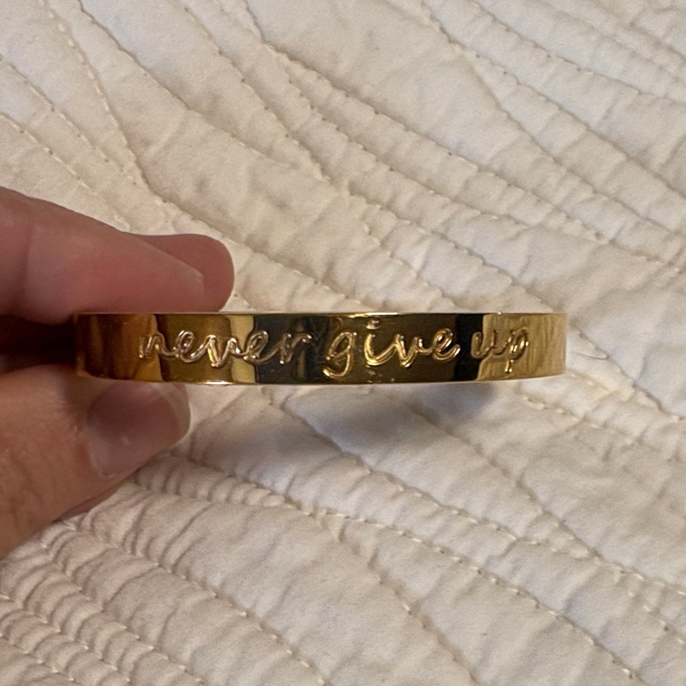 Rustic Cuff Gold 'Never Give Up' Bracelet